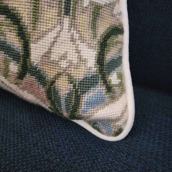 Ehrman Snowdrops Needlepoint Pillow Tapestry Velvet Back Zip Art Nouveau Floral - Picture 7 of 11